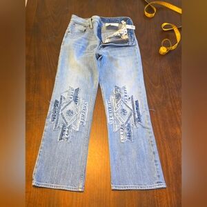Lucky Brand Blue Boot Cut Jeans Distressed Patchwork Denim size‎ 0/25